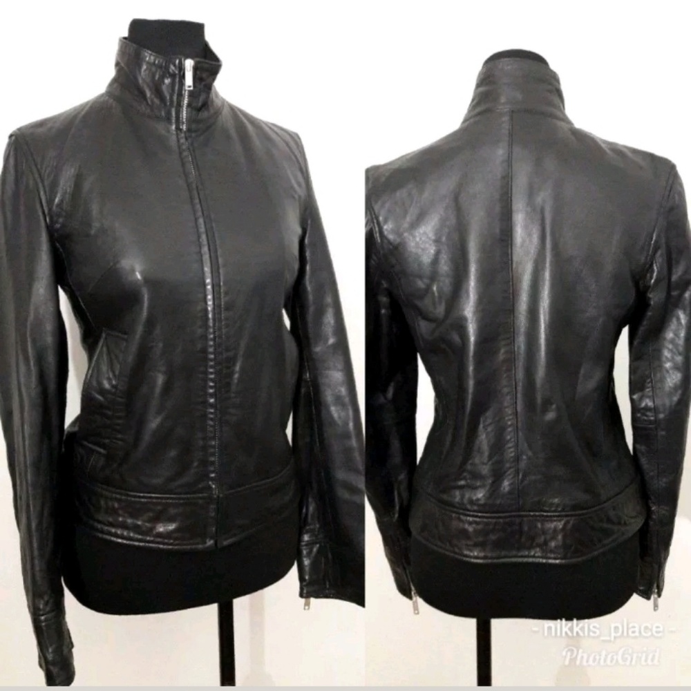 Banana Republic Vintage Black Leather Moto Jacket